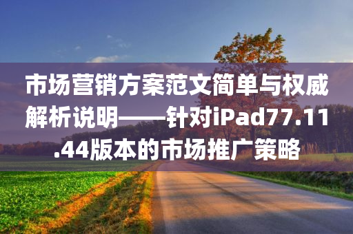 市场营销方案范文简单与权威解析说明——针对iPad77.11.44版本的市场推广策略