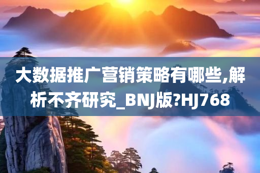 大数据推广营销策略有哪些,解析不齐研究_BNJ版?HJ768