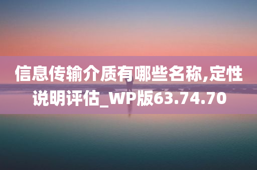 信息传输介质有哪些名称,定性说明评估_WP版63.74.70