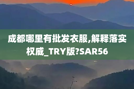 成都哪里有批发衣服,解释落实权威_TRY版?SAR56