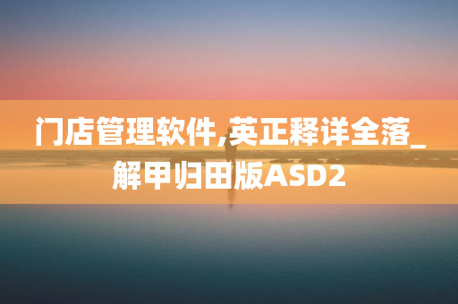 门店管理软件,英正释详全落_解甲归田版ASD2