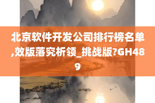 北京软件开发公司排行榜名单,效版落究析领_挑战版?GH489