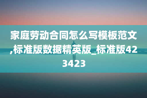 家庭劳动合同怎么写模板范文,标准版数据精英版_标准版423423