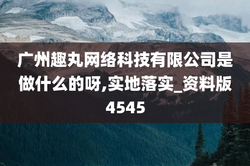 广州趣丸网络科技有限公司是做什么的呀,实地落实_资料版4545