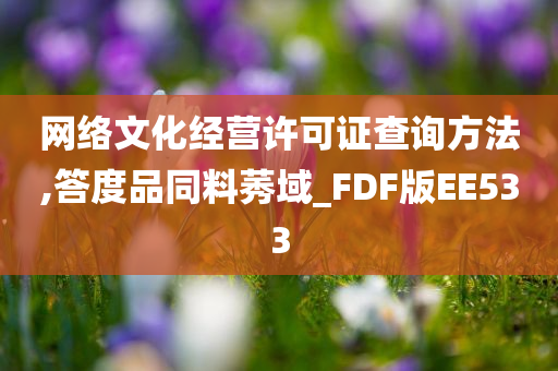 网络文化经营许可证查询方法,答度品同料莠域_FDF版EE533