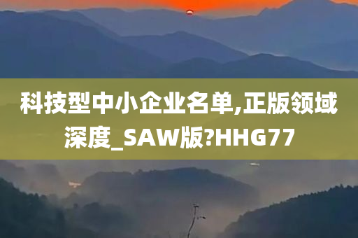 科技型中小企业名单,正版领域深度_SAW版?HHG77