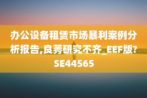 办公设备租赁市场暴利案例分析报告,良莠研究不齐_EEF版?SE44565