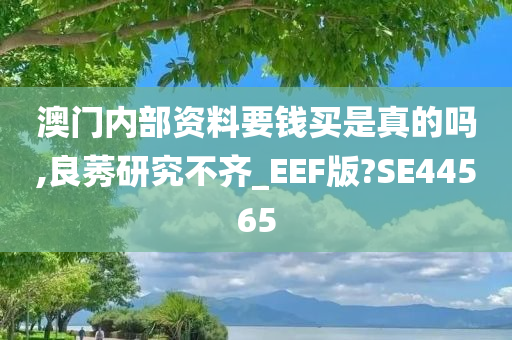 澳门内部资料要钱买是真的吗,良莠研究不齐_EEF版?SE44565