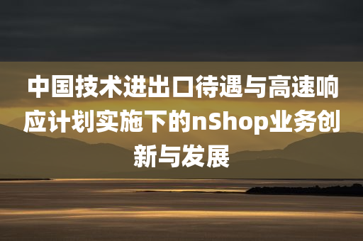 中国技术进出口待遇与高速响应计划实施下的nShop业务创新与发展