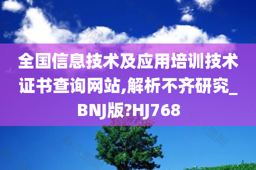 全国信息技术及应用培训技术证书查询网站,解析不齐研究_BNJ版?HJ768