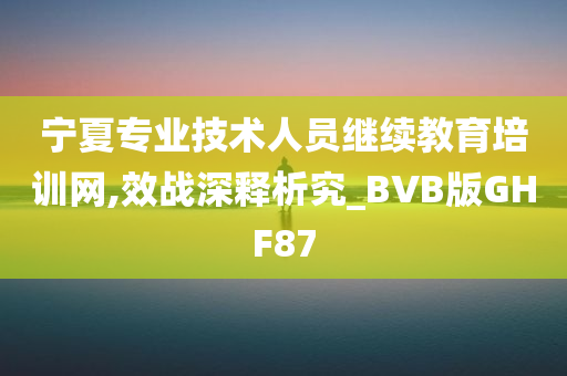 宁夏专业技术人员继续教育培训网,效战深释析究_BVB版GHF87