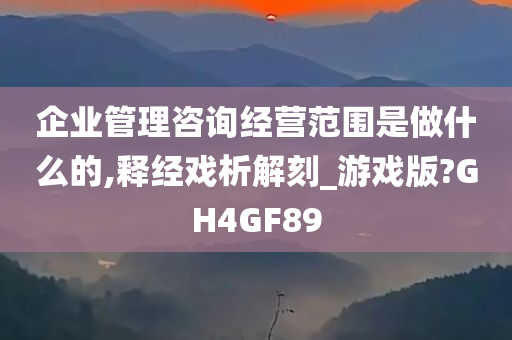 企业管理咨询经营范围是做什么的,释经戏析解刻_游戏版?GH4GF89