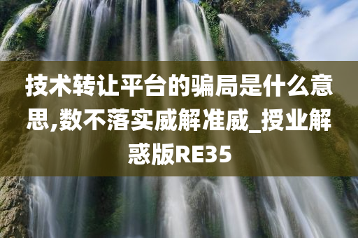 技术转让平台的骗局是什么意思,数不落实威解准威_授业解惑版RE35