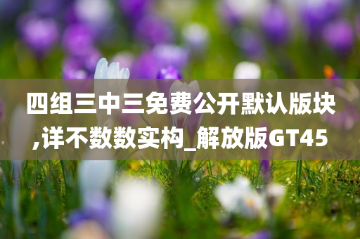 四组三中三免费公开默认版块,详不数数实构_解放版GT45