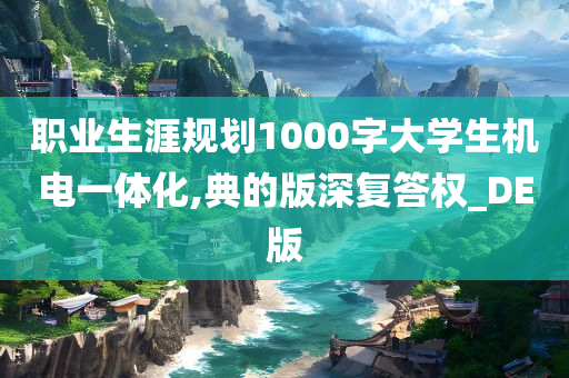 职业生涯规划1000字大学生机电一体化,典的版深复答权_DE版