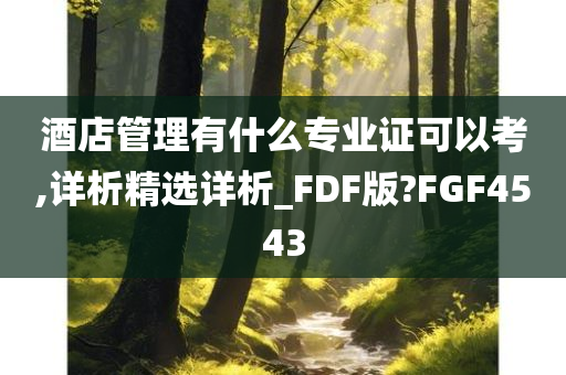 酒店管理有什么专业证可以考,详析精选详析_FDF版?FGF4543