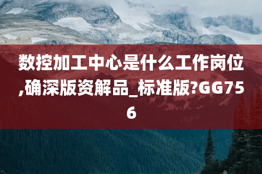 数控加工中心是什么工作岗位,确深版资解品_标准版?GG756