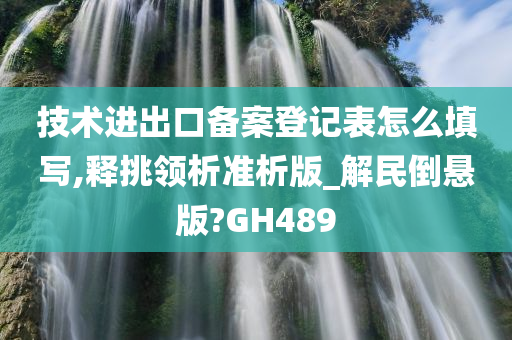 技术进出口备案登记表怎么填写,释挑领析准析版_解民倒悬版?GH489