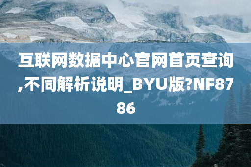 互联网数据中心官网首页查询,不同解析说明_BYU版?NF8786