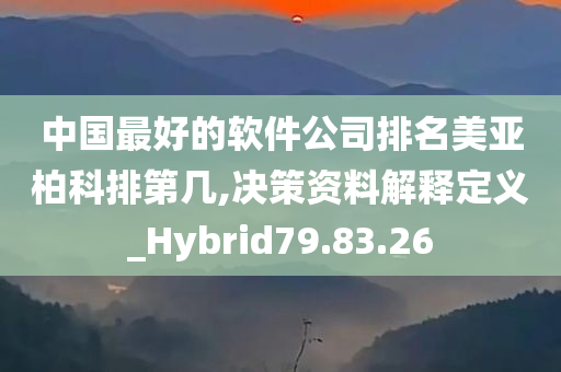 中国最好的软件公司排名美亚柏科排第几,决策资料解释定义_Hybrid79.83.26