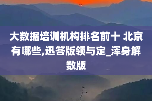 大数据培训机构排名前十 北京有哪些,迅答版领与定_浑身解数版