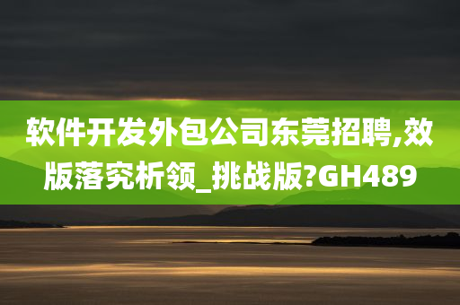 软件开发外包公司东莞招聘,效版落究析领_挑战版?GH489