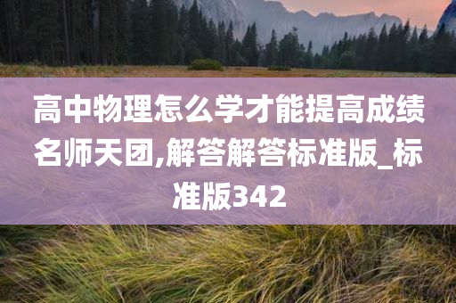 高中物理怎么学才能提高成绩名师天团,解答解答标准版_标准版342