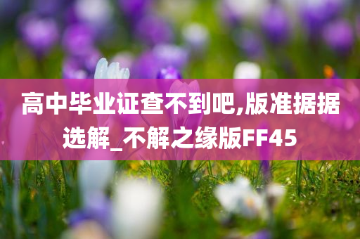 高中毕业证查不到吧,版准据据选解_不解之缘版FF45