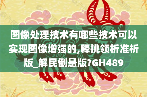 图像处理技术有哪些技术可以实现图像增强的,释挑领析准析版_解民倒悬版?GH489