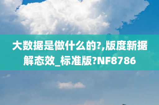 大数据是做什么的?,版度新据解态效_标准版?NF8786