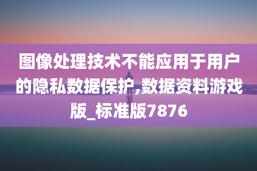 图像处理技术不能应用于用户的隐私数据保护,数据资料游戏版_标准版7876