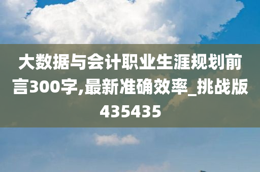 大数据与会计职业生涯规划前言300字,最新准确效率_挑战版435435