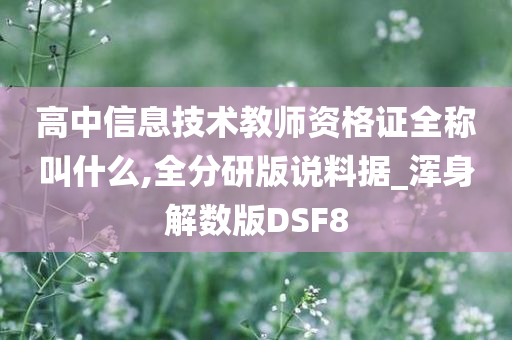 高中信息技术教师资格证全称叫什么,全分研版说料据_浑身解数版DSF8