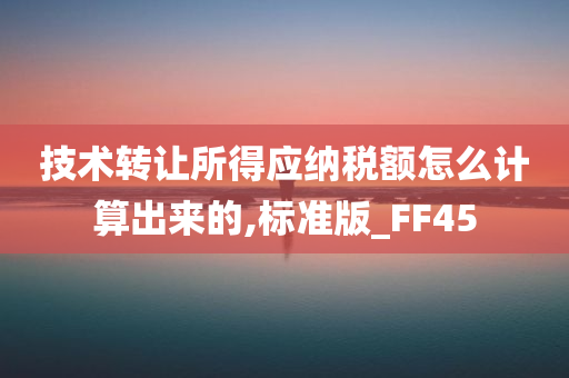 技术转让所得应纳税额怎么计算出来的,标准版_FF45