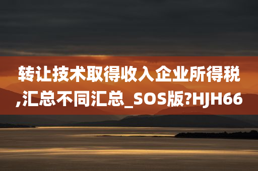 转让技术取得收入企业所得税,汇总不同汇总_SOS版?HJH66