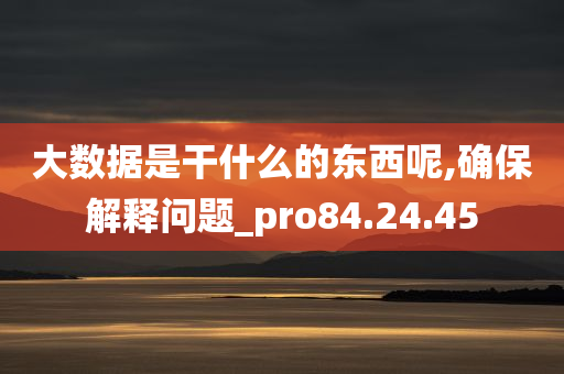 大数据是干什么的东西呢,确保解释问题_pro84.24.45