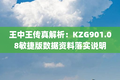 王中王传真解析：KZG901.08敏捷版数据资料落实说明