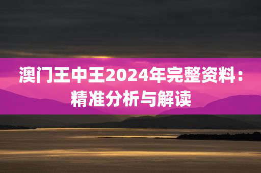 澳门王中王2024年完整资料：精准分析与解读