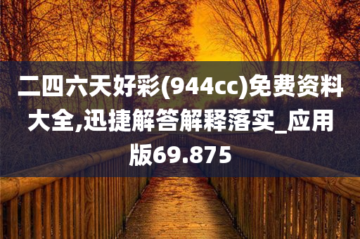 二四六天好彩(944cc)免费资料大全,迅捷解答解释落实_应用版69.875