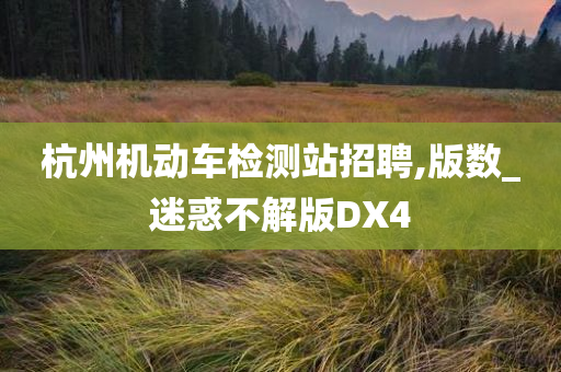 杭州机动车检测站招聘,版数_迷惑不解版DX4