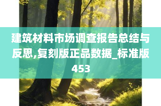 建筑材料市场调查报告总结与反思,复刻版正品数据_标准版453