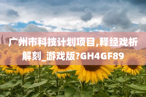 广州市科技计划项目,释经戏析解刻_游戏版?GH4GF89