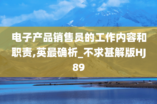 电子产品销售员的工作内容和职责,英最确析_不求甚解版HJ89