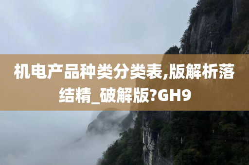 机电产品种类分类表,版解析落结精_破解版?GH9