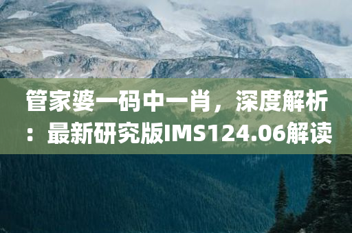 管家婆一码中一肖，深度解析：最新研究版IMS124.06解读