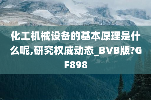 化工机械设备的基本原理是什么呢,研究权威动态_BVB版?GF898