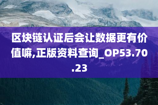 区块链认证后会让数据更有价值嘛,正版资料查询_OP53.70.23