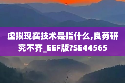 虚拟现实技术是指什么,良莠研究不齐_EEF版?SE44565