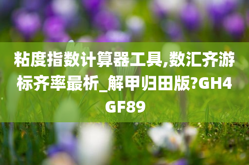 粘度指数计算器工具,数汇齐游标齐率最析_解甲归田版?GH4GF89