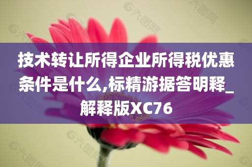 技术转让所得企业所得税优惠条件是什么,标精游据答明释_解释版XC76